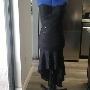 VENUS mermaid strapless sequin high low dress